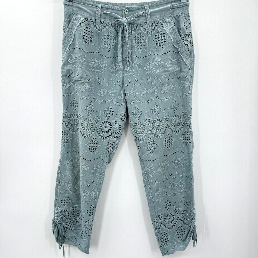 Sundance Light Blue Eyelet Straight Leg Pants